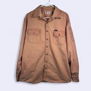 Carhartt Men’s L Tall Tan Ripstop Button Up Work Shirt